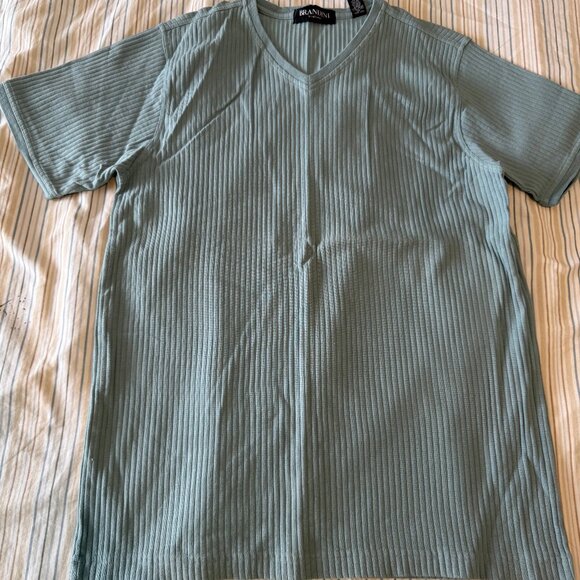 VTG Men's XL V-Neck Ribbed Brandini Shirt Green - Picture 1 of 3